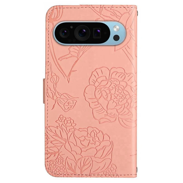 HT03 For Google Pixel 9 Case Butterfly Flower Shockproof Phone Cover Wallet