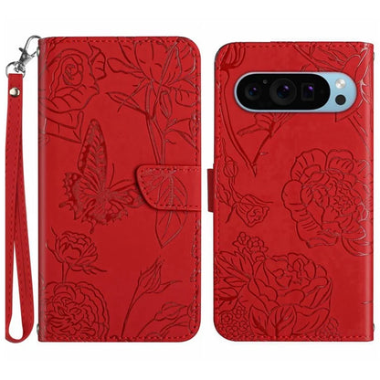 HT03 For Google Pixel 9 Case Butterfly Flower Shockproof Phone Cover Wallet