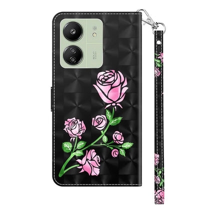 For Xiaomi Redmi 13C 4G / Poco C65 4G Magnetic Phone Case 3D Pattern Printing Wallet Cover