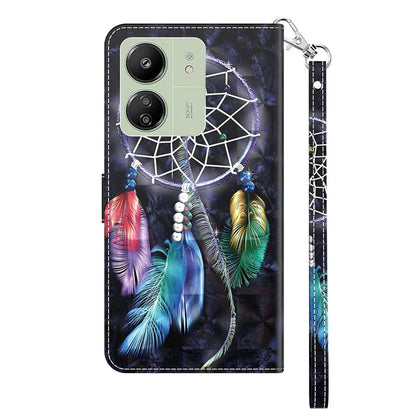 For Xiaomi Redmi 13C 4G / Poco C65 4G Magnetic Phone Case 3D Pattern Printing Wallet Cover