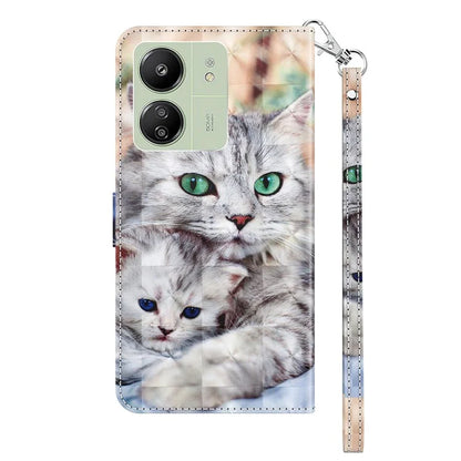 For Xiaomi Redmi 13C 4G / Poco C65 4G Magnetic Phone Case 3D Pattern Printing Wallet Cover