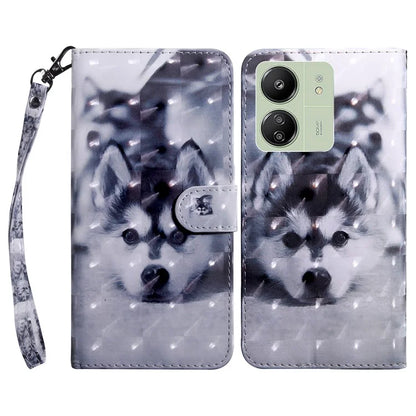 For Xiaomi Redmi 13C 4G / Poco C65 4G Magnetic Phone Case 3D Pattern Printing Wallet Cover