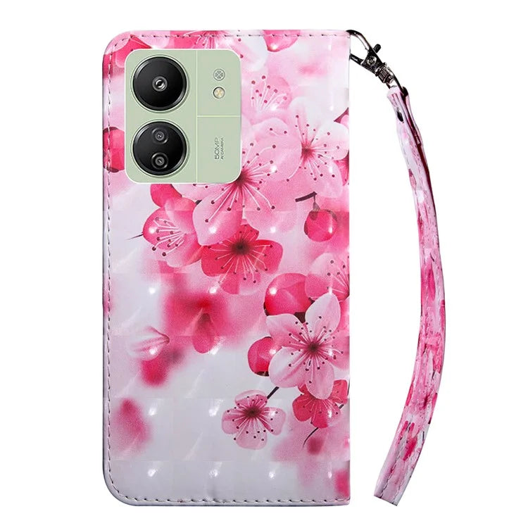 For Xiaomi Redmi 13C 4G / Poco C65 4G Magnetic Phone Case 3D Pattern Printing Wallet Cover