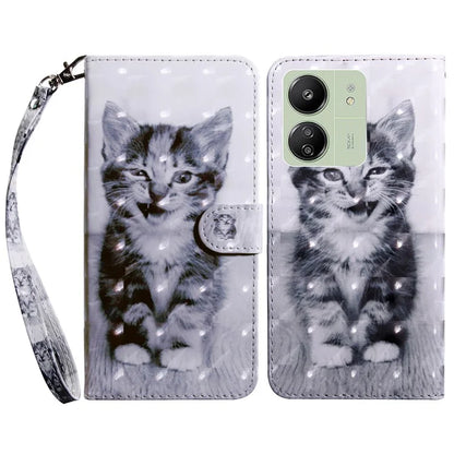 For Xiaomi Redmi 13C 4G / Poco C65 4G Magnetic Phone Case 3D Pattern Printing Wallet Cover