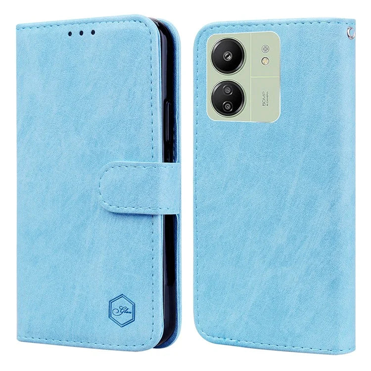 For Xiaomi Redmi 13C 4G / Poco C65 4G Case Solid Color PU Leather Flip Wallet Phone Cover