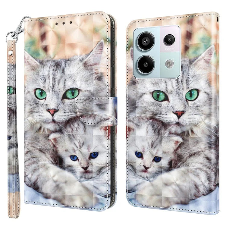 For Xiaomi Redmi Note 13 Pro 5G / Poco X6 5G Cell Phone Cases Leather Cover with Printing Pattern