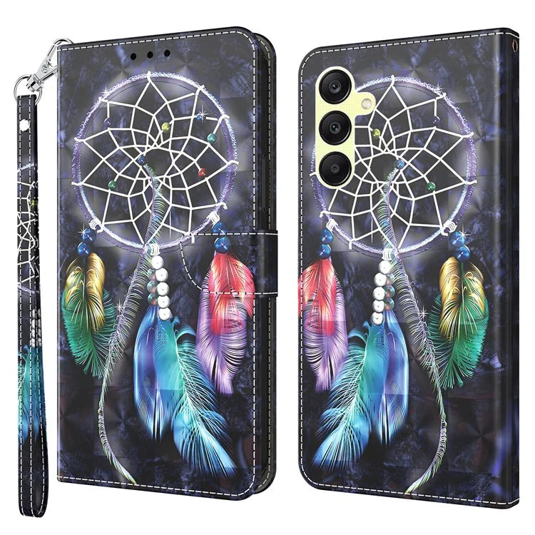 For Samsung Galaxy A25 5G (Global) (161.0 x 76.5 x 8.3mm) Pattern Printing Phone Case with Wrist Strap