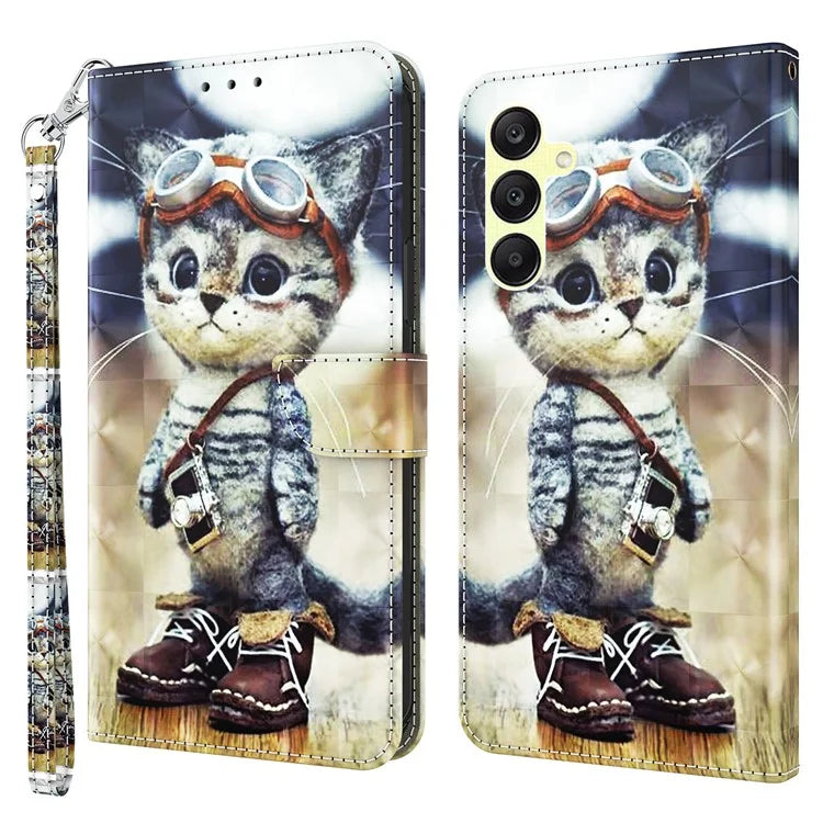 For Samsung Galaxy A25 5G (Global) (161.0 x 76.5 x 8.3mm) Pattern Printing Phone Case with Wrist Strap