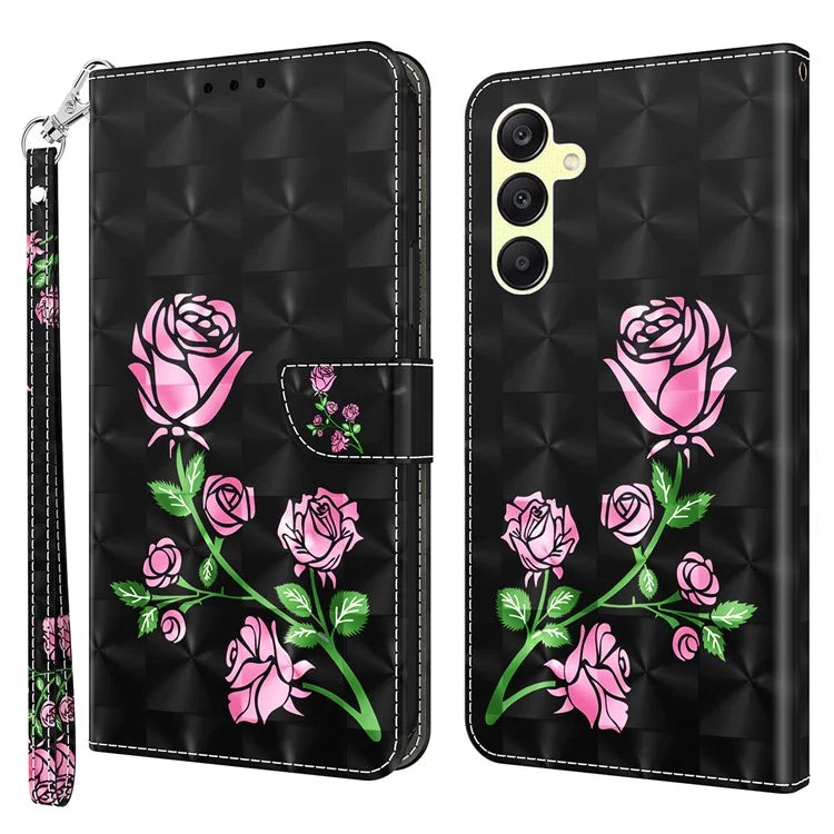 For Samsung Galaxy A25 5G (Global) (161.0 x 76.5 x 8.3mm) Pattern Printing Phone Case with Wrist Strap
