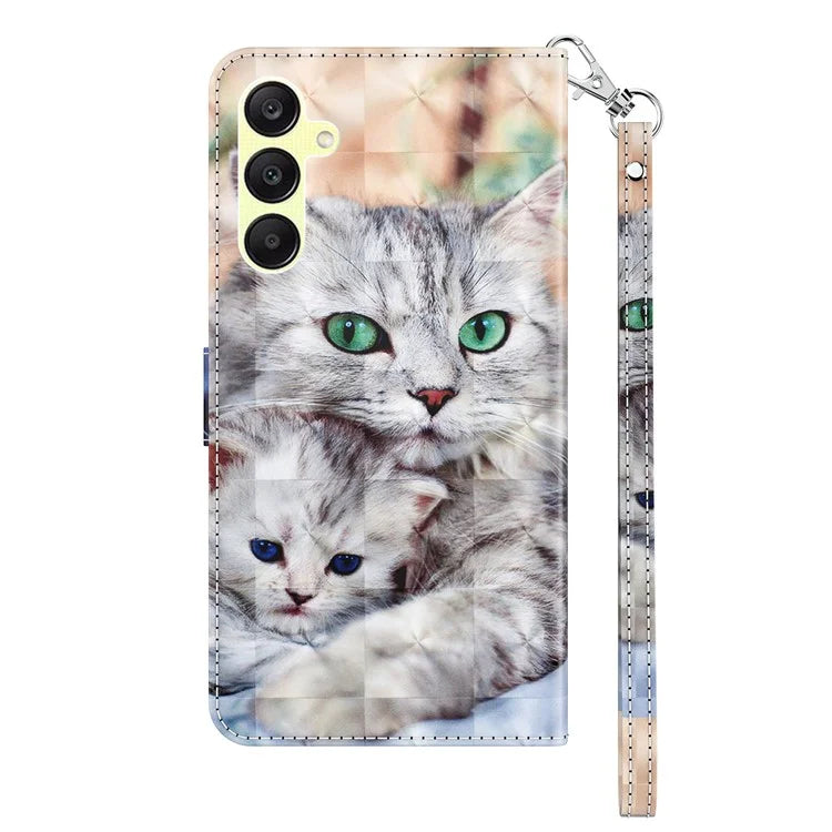 For Samsung Galaxy A25 5G (Global) (161.0 x 76.5 x 8.3mm) Pattern Printing Phone Case with Wrist Strap