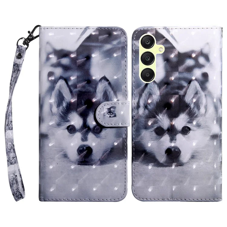 For Samsung Galaxy A25 5G (Global) (161.0 x 76.5 x 8.3mm) Pattern Printing Phone Case with Wrist Strap