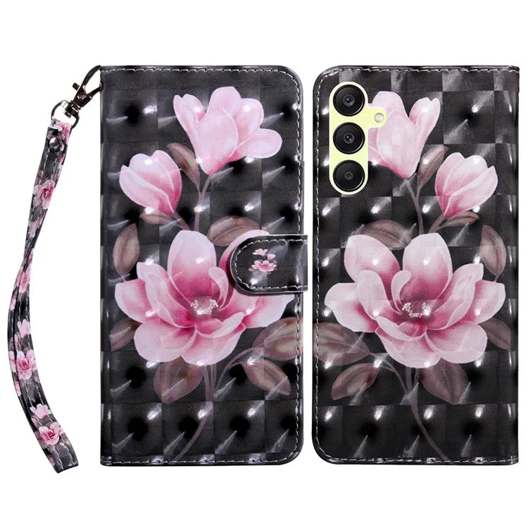 For Samsung Galaxy A25 5G (Global) (161.0 x 76.5 x 8.3mm) Pattern Printing Phone Case with Wrist Strap