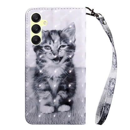 For Samsung Galaxy A25 5G (Global) (161.0 x 76.5 x 8.3mm) Pattern Printing Phone Case with Wrist Strap