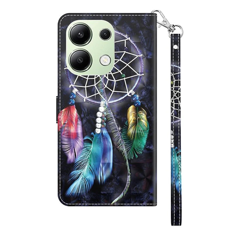 For Xiaomi Redmi Note 13 4G Leather Case 3D Pattern Printing Phone Wallet Cover