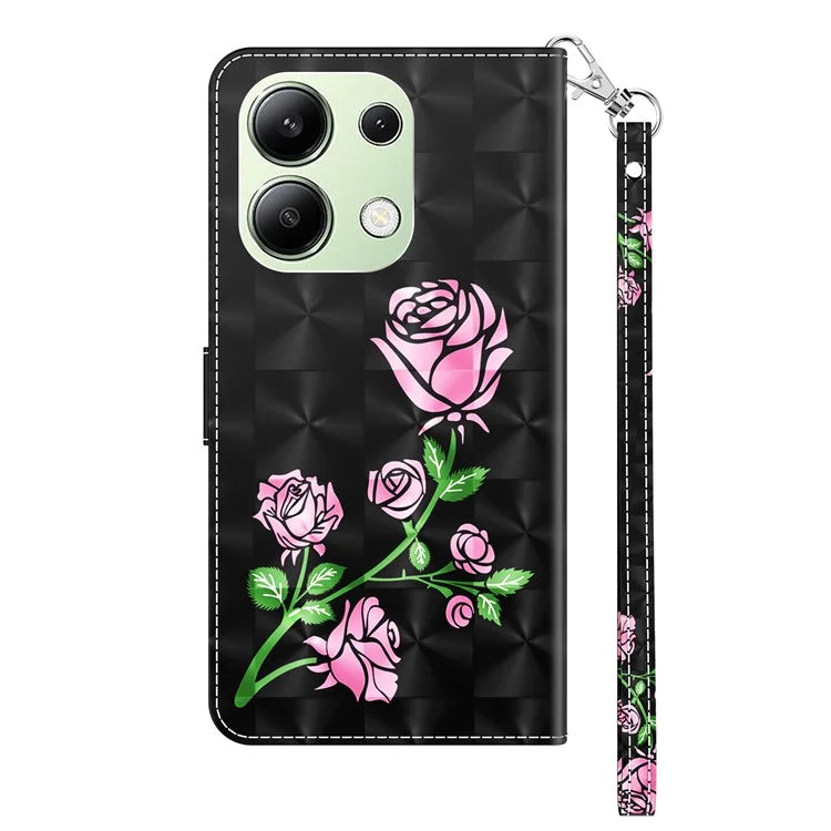 For Xiaomi Redmi Note 13 4G Leather Case 3D Pattern Printing Phone Wallet Cover