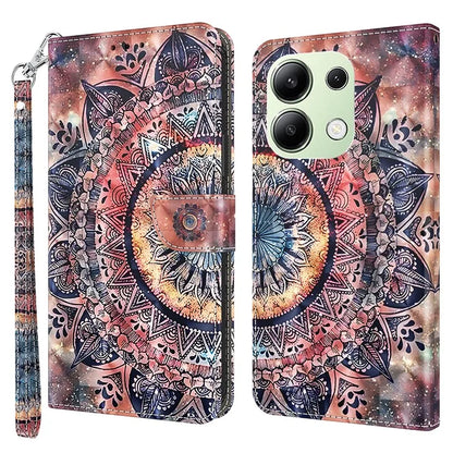 For Xiaomi Redmi Note 13 4G Leather Case 3D Pattern Printing Phone Wallet Cover