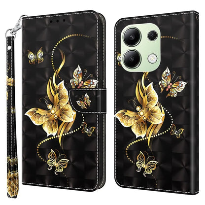 For Xiaomi Redmi Note 13 4G Leather Case 3D Pattern Printing Phone Wallet Cover