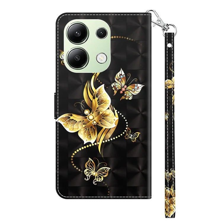 For Xiaomi Redmi Note 13 4G Leather Case 3D Pattern Printing Phone Wallet Cover