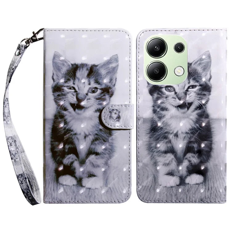 For Xiaomi Redmi Note 13 4G Leather Case 3D Pattern Printing Phone Wallet Cover