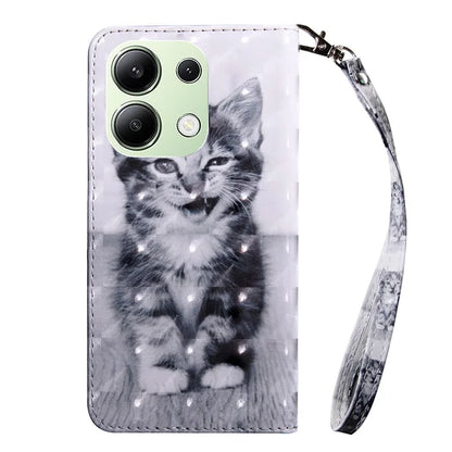 For Xiaomi Redmi Note 13 4G Leather Case 3D Pattern Printing Phone Wallet Cover