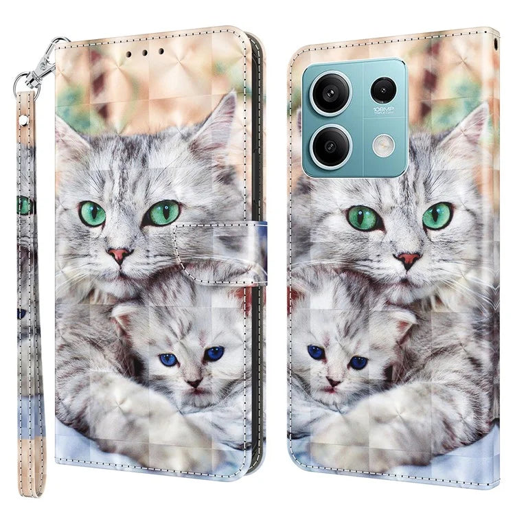 For Xiaomi Redmi Note 13 5G Cell Phone Cases 3D Pattern Printing Card Holder Cover