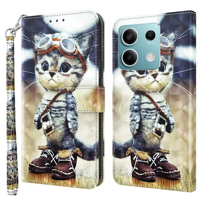For Xiaomi Redmi Note 13 5G Cell Phone Cases 3D Pattern Printing Card Holder Cover