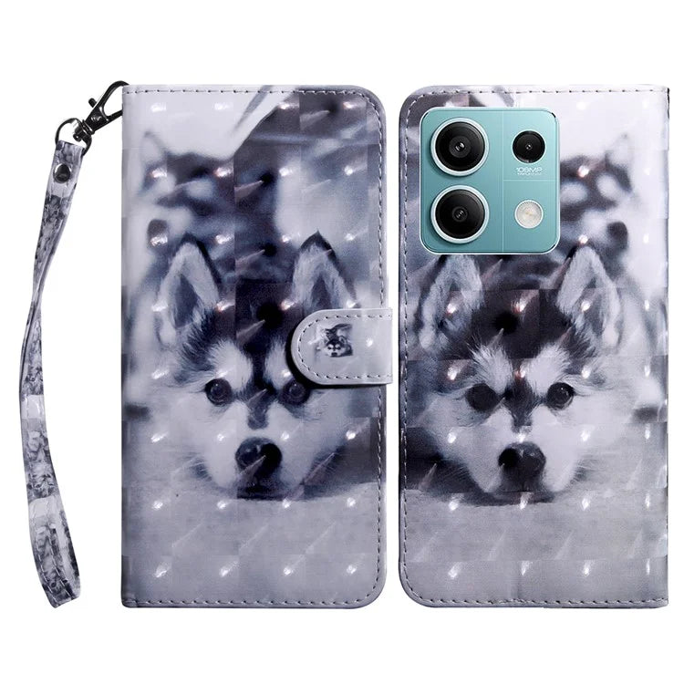 For Xiaomi Redmi Note 13 5G Cell Phone Cases 3D Pattern Printing Card Holder Cover