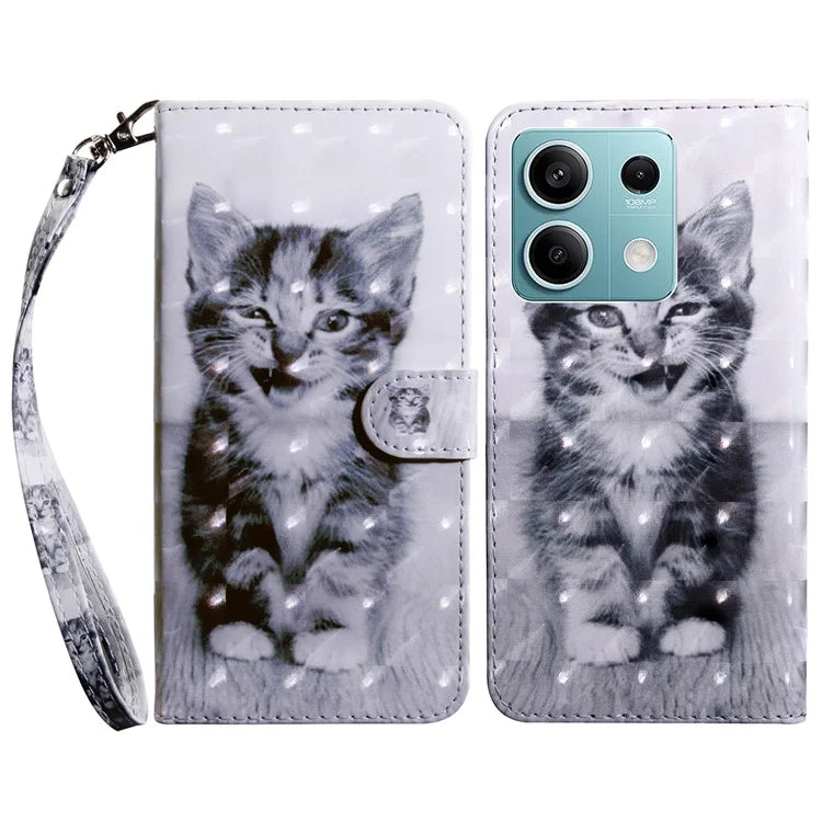 For Xiaomi Redmi Note 13 5G Cell Phone Cases 3D Pattern Printing Card Holder Cover