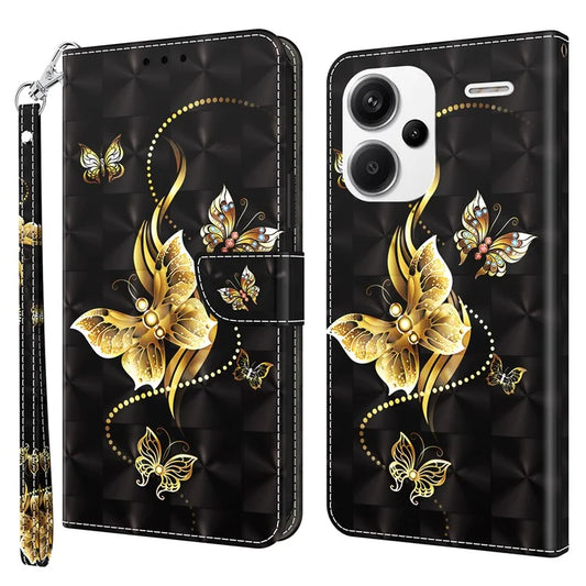 For Xiaomi Redmi Note 13 Pro+ 5G Leather Case 3D Pattern Printing Phone Cover with Hand Strap