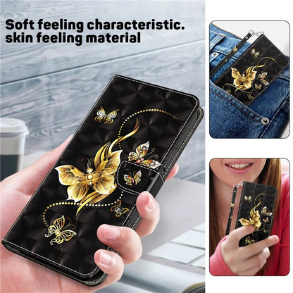 For Xiaomi Redmi Note 13 Pro+ 5G Leather Case 3D Pattern Printing Phone Cover with Hand Strap