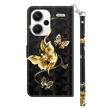 For Xiaomi Redmi Note 13 Pro+ 5G Leather Case 3D Pattern Printing Phone Cover with Hand Strap