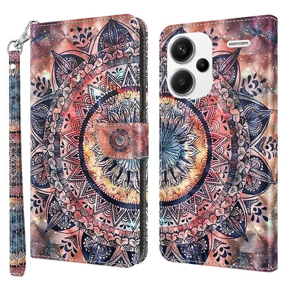 For Xiaomi Redmi Note 13 Pro+ 5G Leather Case 3D Pattern Printing Phone Cover with Hand Strap