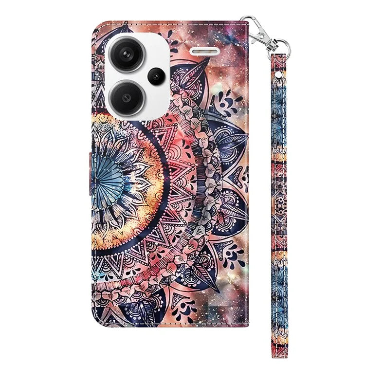 For Xiaomi Redmi Note 13 Pro+ 5G Leather Case 3D Pattern Printing Phone Cover with Hand Strap