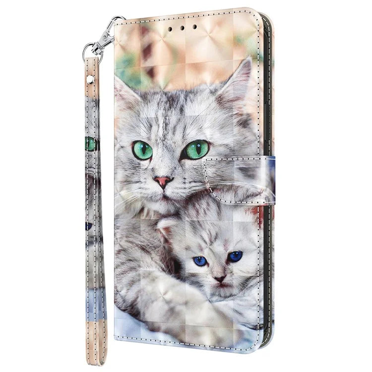 For Xiaomi Redmi Note 13 Pro+ 5G Leather Case 3D Pattern Printing Phone Cover with Hand Strap