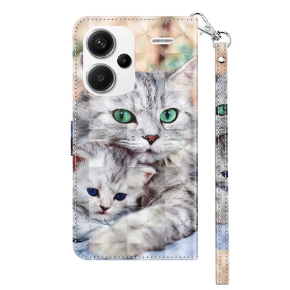 For Xiaomi Redmi Note 13 Pro+ 5G Leather Case 3D Pattern Printing Phone Cover with Hand Strap