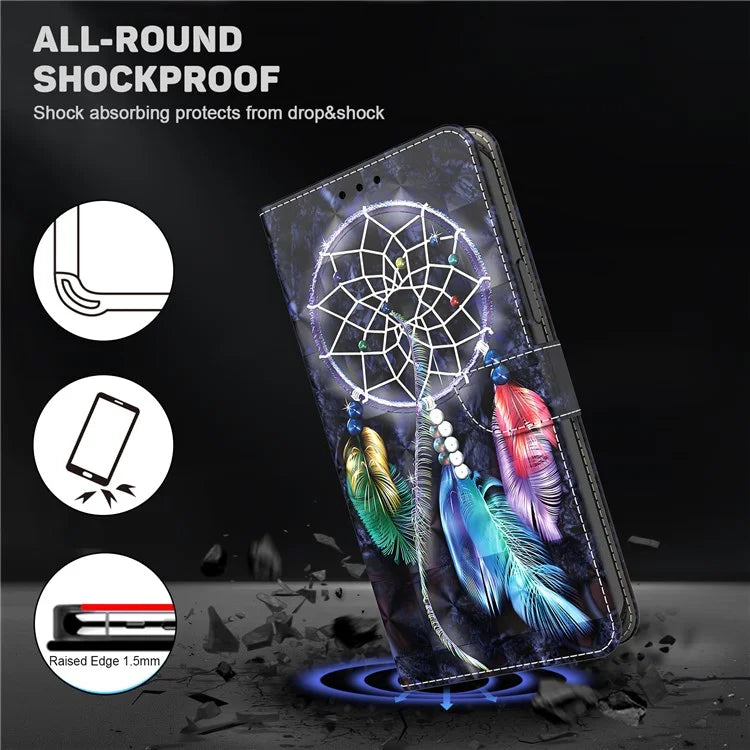 For Xiaomi Redmi Note 13 Pro+ 5G Leather Case 3D Pattern Printing Phone Cover with Hand Strap