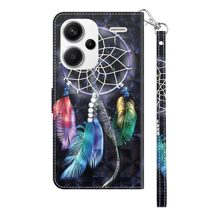For Xiaomi Redmi Note 13 Pro+ 5G Leather Case 3D Pattern Printing Phone Cover with Hand Strap