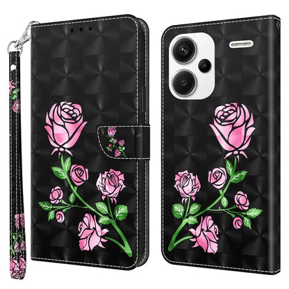 For Xiaomi Redmi Note 13 Pro+ 5G Leather Case 3D Pattern Printing Phone Cover with Hand Strap