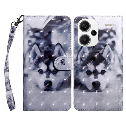 For Xiaomi Redmi Note 13 Pro+ 5G Leather Case 3D Pattern Printing Phone Cover with Hand Strap