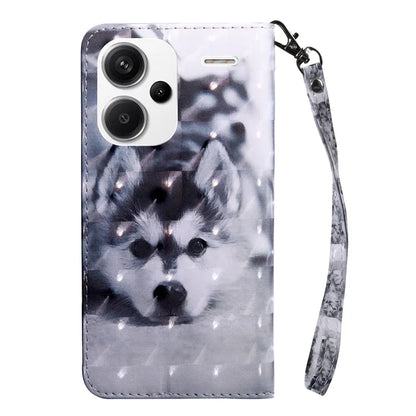 For Xiaomi Redmi Note 13 Pro+ 5G Leather Case 3D Pattern Printing Phone Cover with Hand Strap