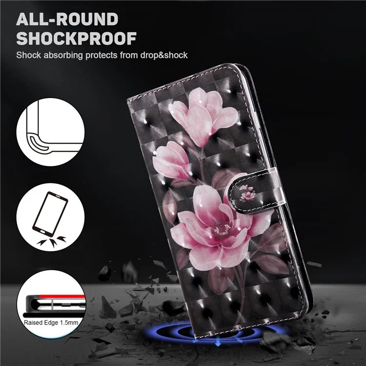 For Xiaomi Redmi Note 13 Pro+ 5G Leather Case 3D Pattern Printing Phone Cover with Hand Strap
