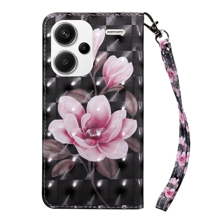 For Xiaomi Redmi Note 13 Pro+ 5G Leather Case 3D Pattern Printing Phone Cover with Hand Strap