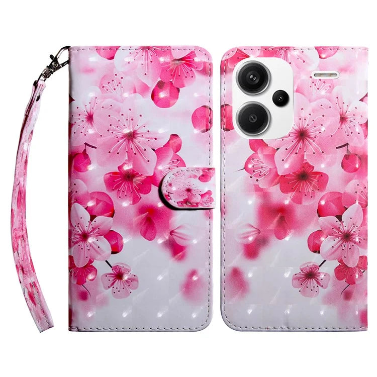 For Xiaomi Redmi Note 13 Pro+ 5G Leather Case 3D Pattern Printing Phone Cover with Hand Strap