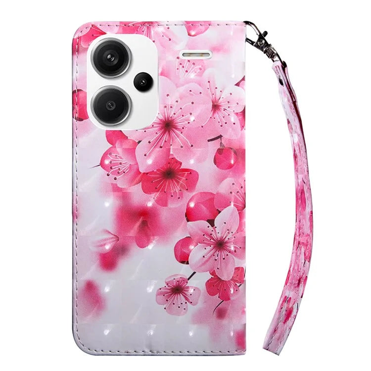 For Xiaomi Redmi Note 13 Pro+ 5G Leather Case 3D Pattern Printing Phone Cover with Hand Strap