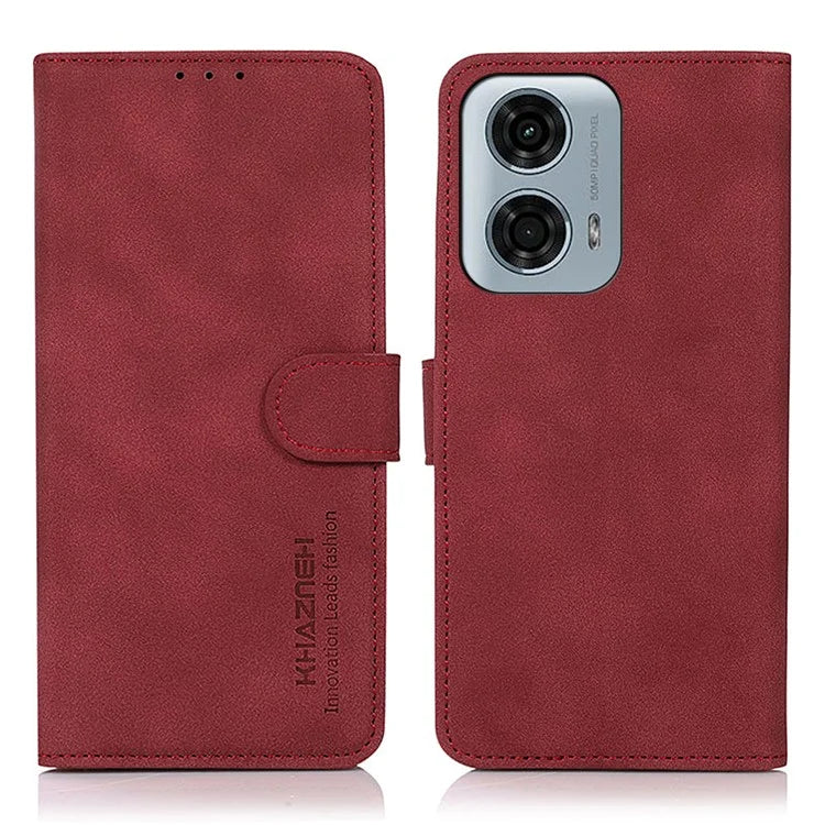 KHAZNEH For Motorola Moto G04 4G / G24 4G Phone Stand Case Wallet Cell Phone Cover with Card Slot