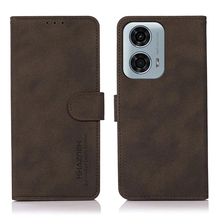 KHAZNEH For Motorola Moto G04 4G / G24 4G Phone Stand Case Wallet Cell Phone Cover with Card Slot