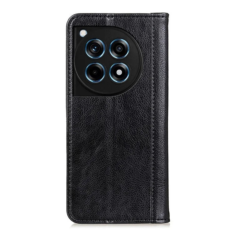 For OnePlus 12R 5G / Ace 3 5G Case Split Leather Flip Wallet Stand Cover Litchi Texture