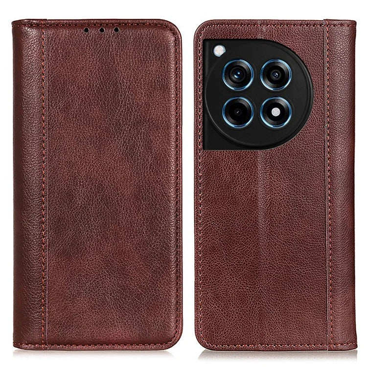 For OnePlus 12R 5G / Ace 3 5G Case Split Leather Flip Wallet Stand Cover Litchi Texture