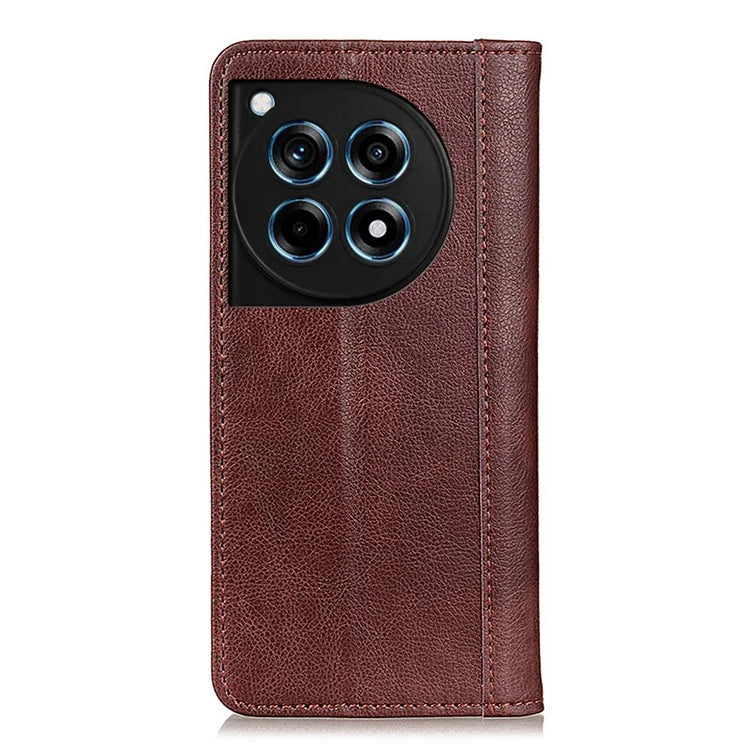 For OnePlus 12R 5G / Ace 3 5G Case Split Leather Flip Wallet Stand Cover Litchi Texture