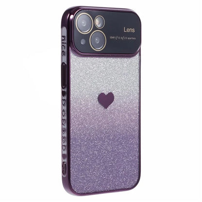 For iPhone 14 Plus TPU Case Love Heart Pattern Electroplating Edge Phone Cover